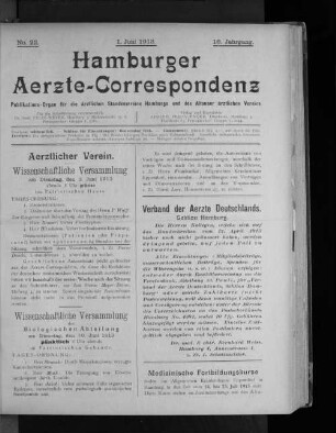No. 22. 1. Juni 1913. 16. Jahrgang.