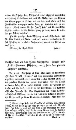 Sendschreiben an den Herrn Consistorial - Assessor und Archi - Diaconus Pischon, den "Zorn des grossen Fürsten" betreffend