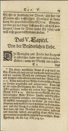 Das V. Capitel. Von der Brüderlichen Liebe.