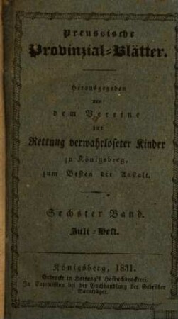 Preußische Provinzial-Blätter. 6. 1831