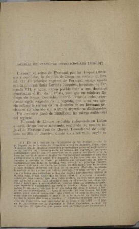 I. Primeras negociaciones internacionales 1808-1812