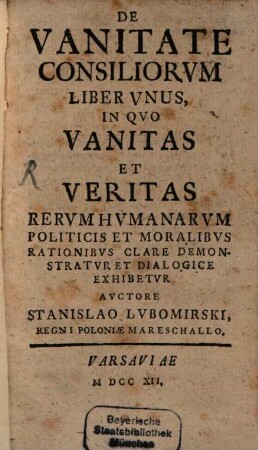 De vanitate consiliorum liber unus