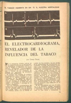 El electrocardiograma, revelador de la influencia del tabaco : El tabaco aumenta en un 75% nuestra mortalidad