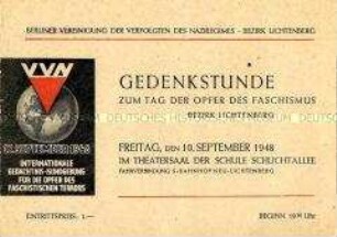 Einladungskarte zu einer Gedenkfeier der VVN Berlin