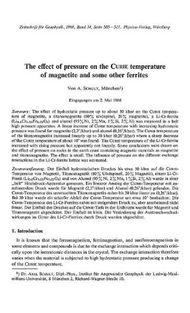 The effect of pressure on the Curie temperature of magnetite and some other ferrites