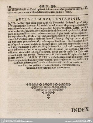 AUCTARIUM XVI. TENTAMINIS.