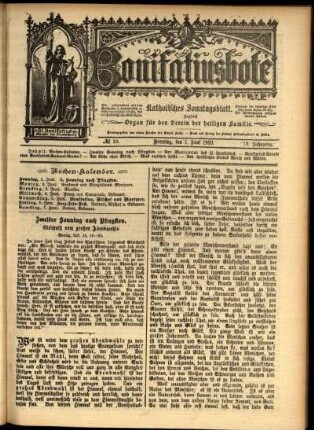 Erste Ausgabe vom Sonntag, den 01. Juni 1902.