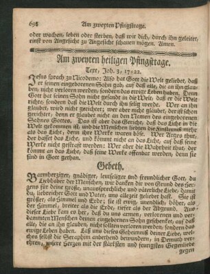 Am zweyten heiligen Pfingsttage.