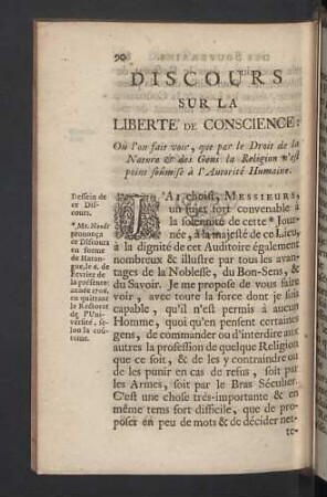 Discours sur la liberté de Conscience