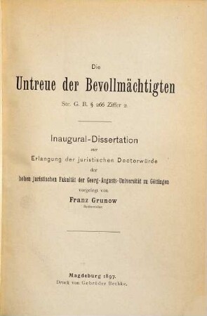 Die Untreue der Bevollmächtigten : StrGB § 266 Ziffer 2