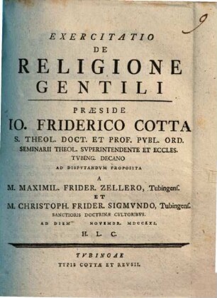 Exercitatio de religione gentili