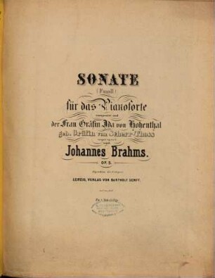 Sonate (f moll) : für d. Pianoforte ; op. 5