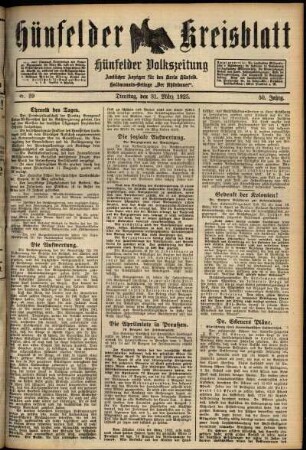 Ausgabe vom Dienstag, den 31. März 1925.