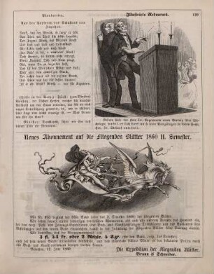"Illustrirte Redensart" "Neues Abonnement auf die Fliegenden Blätter 1860 II. Semester"