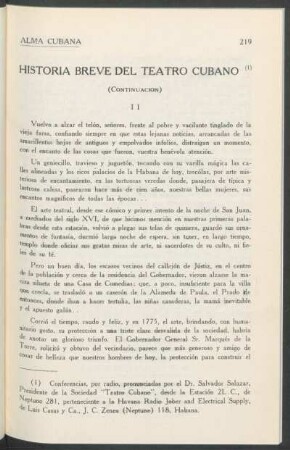 Historia breve del Teatro Cubano - (Continuación)