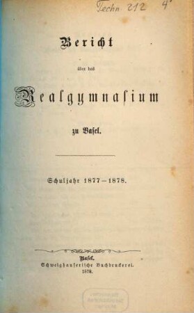 Bericht : über d. Schuljahr. 1877/78
