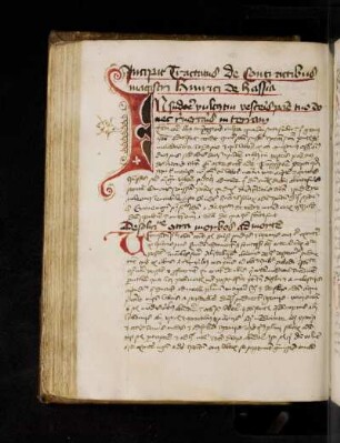 Henricus de Langenstein: Tractatus bipartitus de contractibus. Incipit tractatus de contractibus magistri Hinrici de Hassia. In sudore vultus tui … [Gn 3,19]