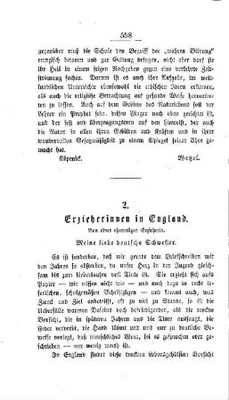 Erzieherinnen in England. Von einer ehemaligen Erzieherin