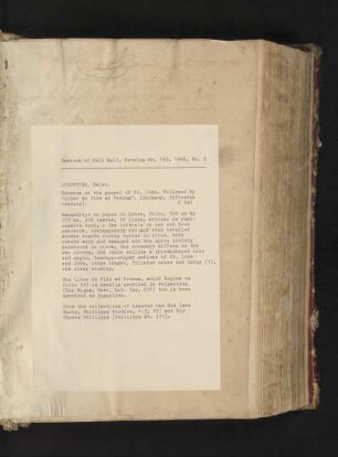 Beschreibung der Hs. aus Auktionskatalog, engl. (Dawsons of Pall Mall, 1966)