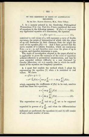 On the existence of roots of algebraical equations.