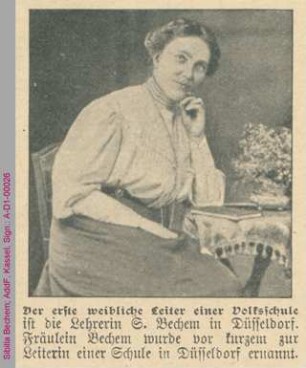 Porträt von Sibilla Bechem, erste weibliche Volksschulleiterin
