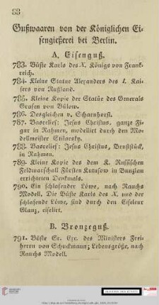 Gußwaaren von der Königlichen Eisengießerei bei Berlin