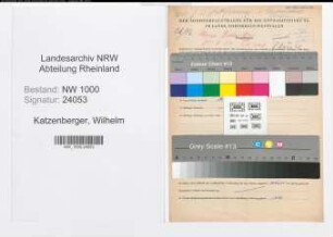 Entnazifizierung Wilhelm Katzenberger, geb. 23.05.1901 (Malermeister)
