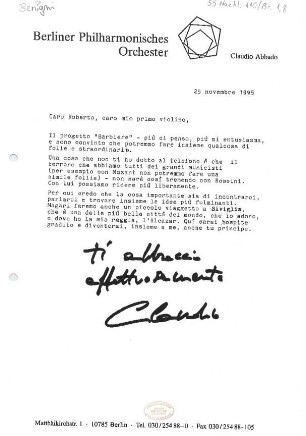 Brief an Roberto Benigni : 25.11.1995