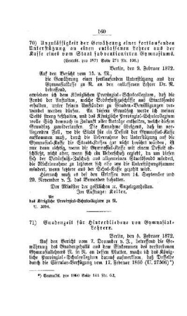Gnadenzeit für Hinterbliebene von Gymnasial-Lehrern : [III. Gymnasien und Realschulen]