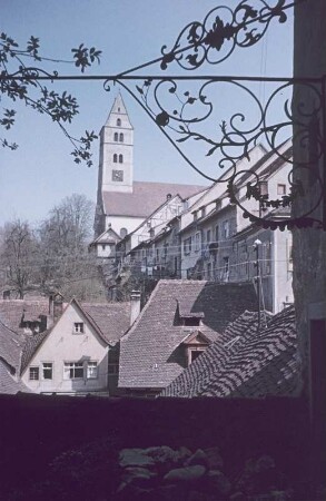 Meersburg. Stadtansicht, Blick zur Stadtkirche von Süden