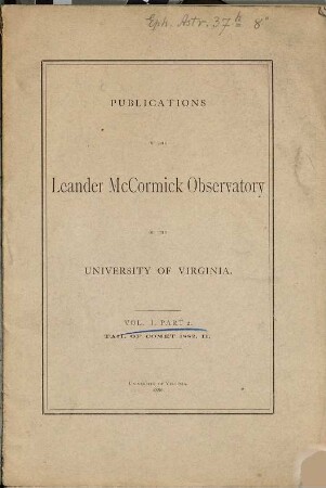 Publications of the Leander McCormick Observatory, 1. 1886, P. 2