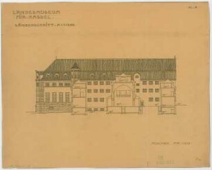 Fischer, Theodor; Kassel; Museum (jetzt: Hessisches Landesmuseum) - Längsschnitt