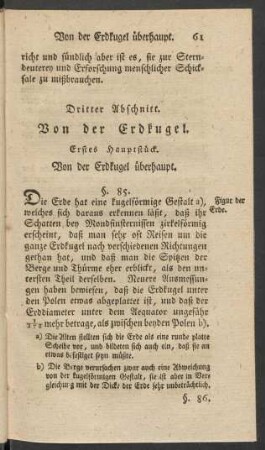 Dritter Abschnitt. Von der Erdkugel