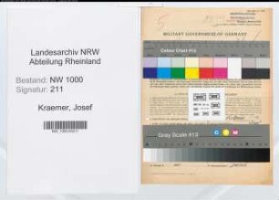 Entnazifizierung Josef Kraemer, geb. 08.05.1915 (Kaufm.Angest.)