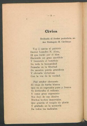 Cívica : Dedicada al ilustre periodista, señor Eustaquio M. Cárdenas