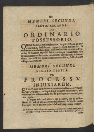 Sectio Secunda. De Ordinario Possessorio.