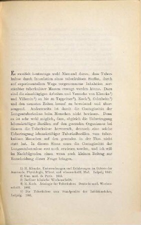 Die Verbreitung der Lungentuberkulose  durch Contagion
