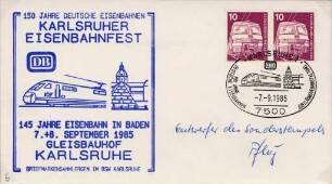 Postkartensammlung Weis mit Ansichten Karlsruhes. Eisenbahn