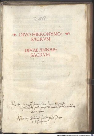 Historia horar[um] canonicaru[m] De S. Hieronymo vario carminum genere co[n]texta