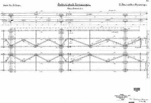 Sigmaringen: Empfangsgebäude Bahnsteigdach Pfetten und Windverband
