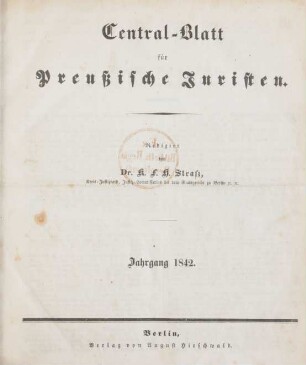 6.1842: Centralblatt für preußische Juristen