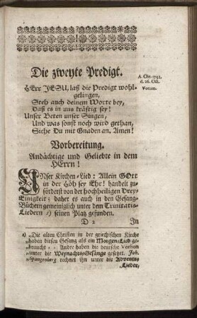 Die zweyte Predigt.