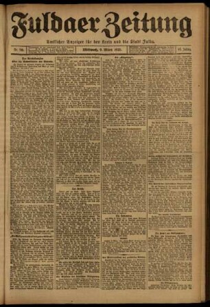 Erste Ausgabe vom Mittwoch, den 09. März 1921.