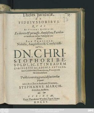 Theses Iuridicae, De Fideiussoribus