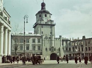 Lublin, Krakauer Tor. Ansicht mit ruinösem Gebäude