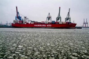 Eis auf der Elbe im Hamburger Hafen, 06.02.2006