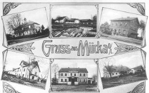 Mücka. Mehling Mühle, Sägewerk u.a. Motive, Ansichtskarte, um 1910, Repro (RA Görlitz, Postkartensammlung)