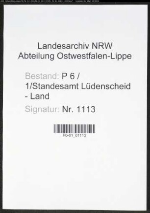 Heiratsregister Standesamt Lüdenscheid-Land