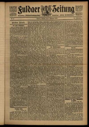 Erste Ausgabe vom Montag, den 04. Februar 1907.