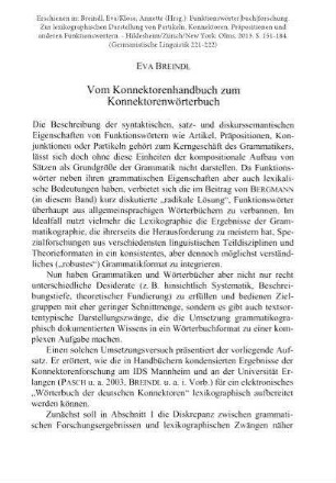 Vom Konnektorenhandbuch zum Konnektorenwörterbuch